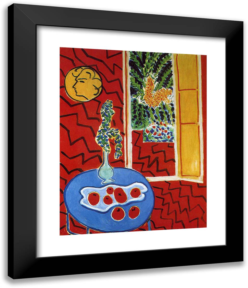 Red Interior. Still Life on a Blue Table 20x24 Black Modern Wood Framed Art Print Poster by Matisse, Henri