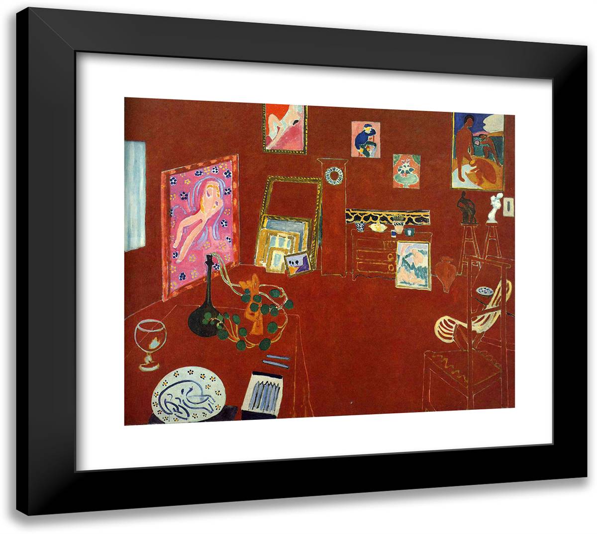 Red Studio 22x20 Black Modern Wood Framed Art Print Poster by Matisse, Henri