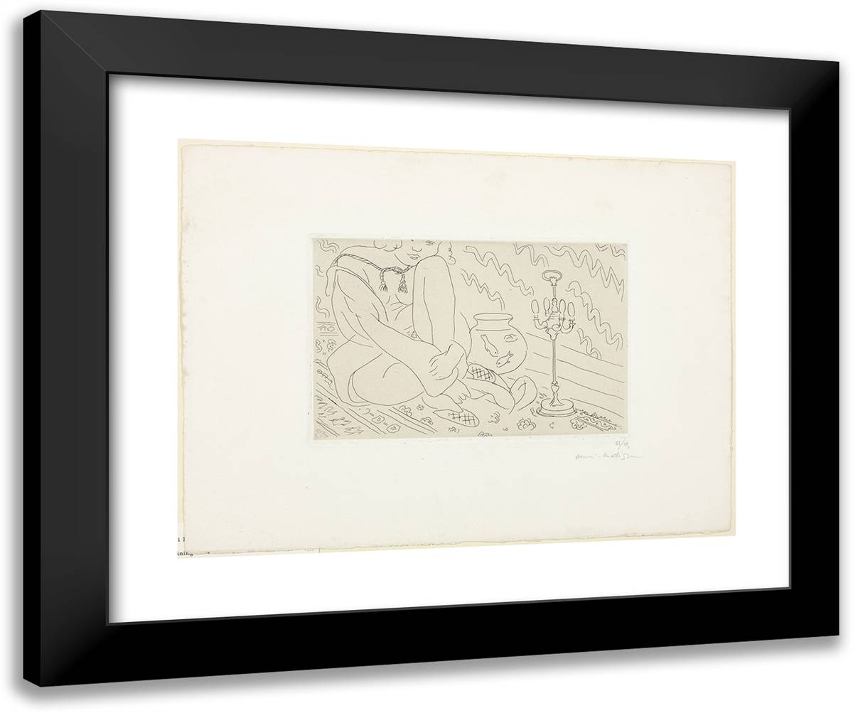 Seated Figure in an Interior 24x20 Black Modern Wood Framed Art Print Poster by Matisse, Henri