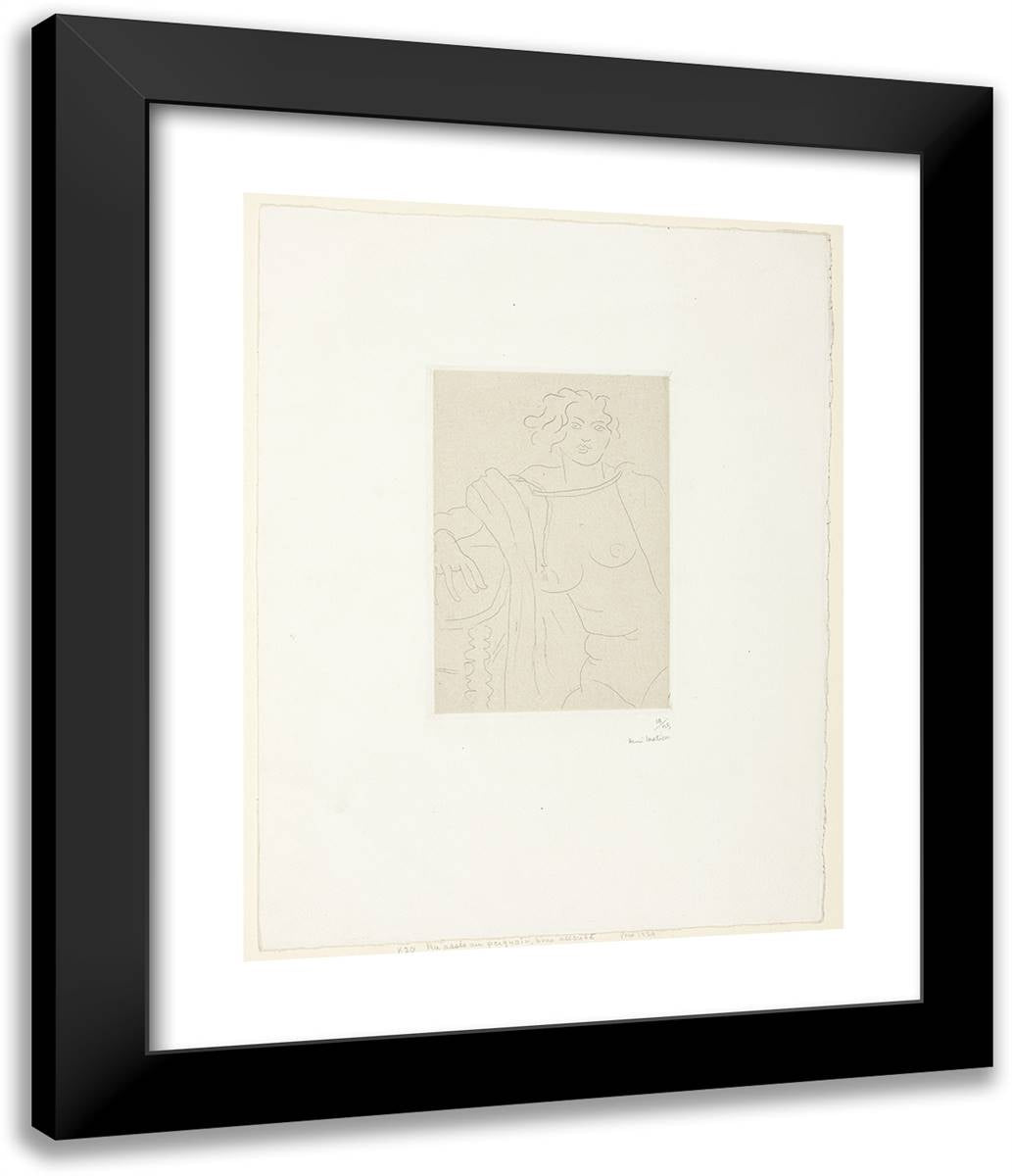 Seated Figure, Right Arm Resting on a Table 20x24 Black Modern Wood Framed Art Print Poster by Matisse, Henri