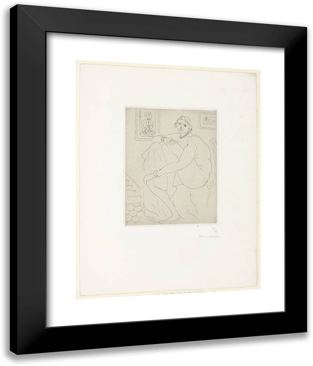 Seated Nude in the Studio 20x24 Black Modern Wood Framed Art Print Poster by Matisse, Henri