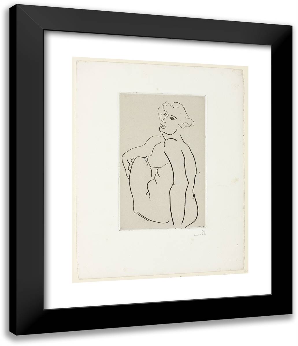 Seated Nude Woman, Three-Quarter VIew 20x24 Black Modern Wood Framed Art Print Poster by Matisse, Henri