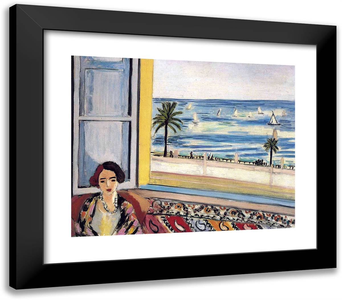 Seated Woman, Back Turned to the Open Window 23x20 Black Modern Wood Framed Art Print Poster by Matisse, Henri