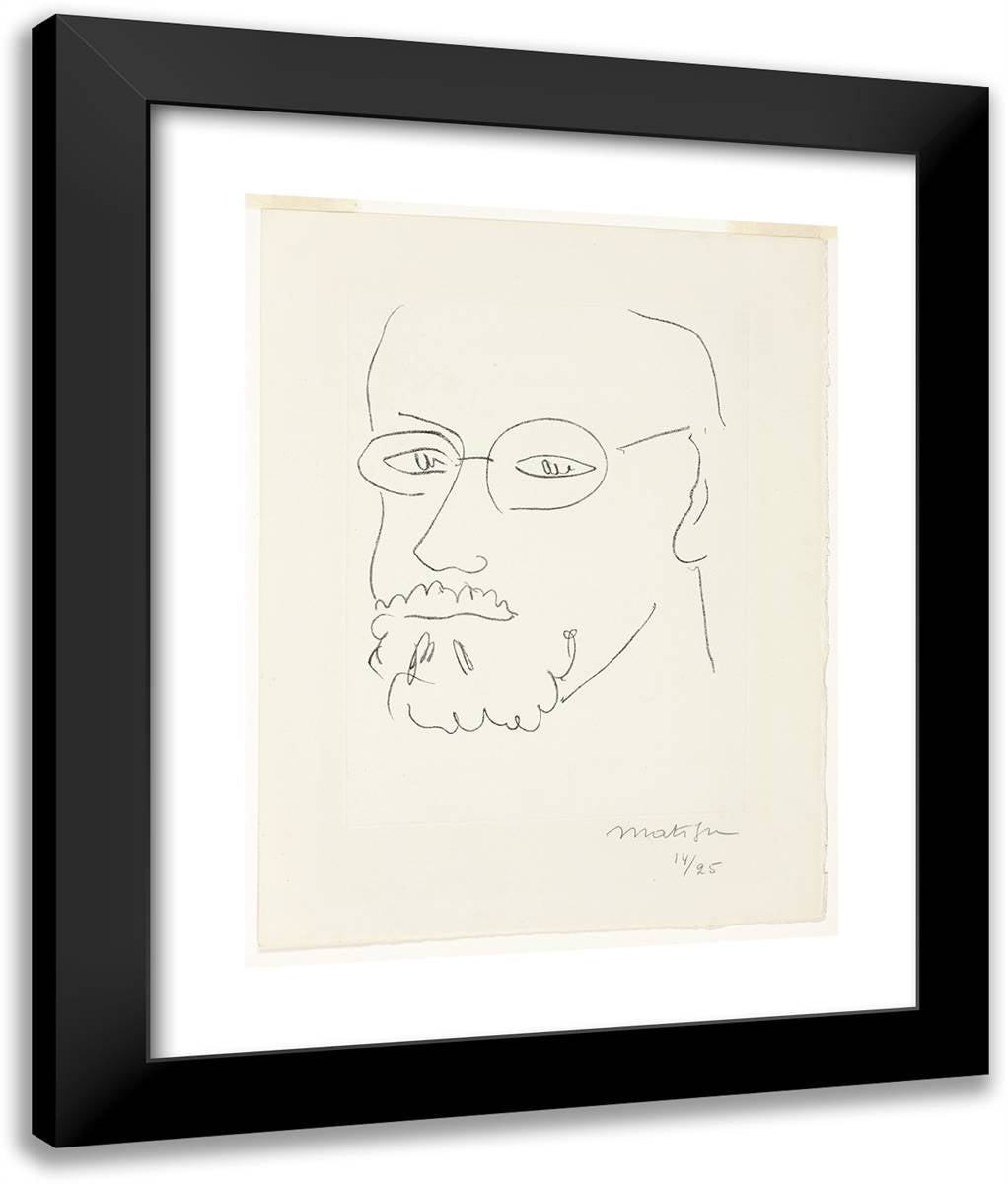 Self Portrait, Three-Quarter VIew 20x24 Black Modern Wood Framed Art Print Poster by Matisse, Henri