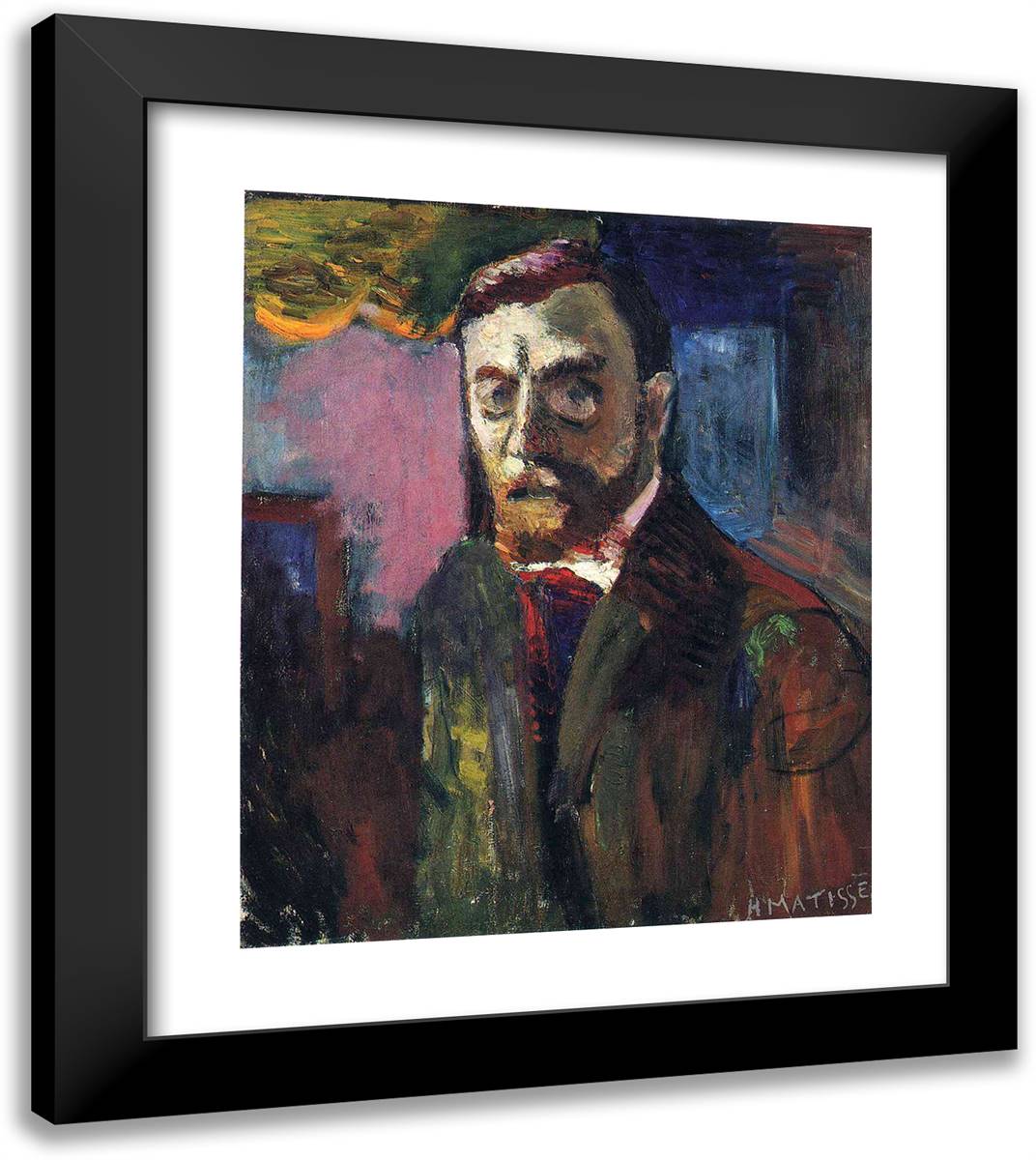 Self-Portrait 20x23 Black Modern Wood Framed Art Print Poster by Matisse, Henri