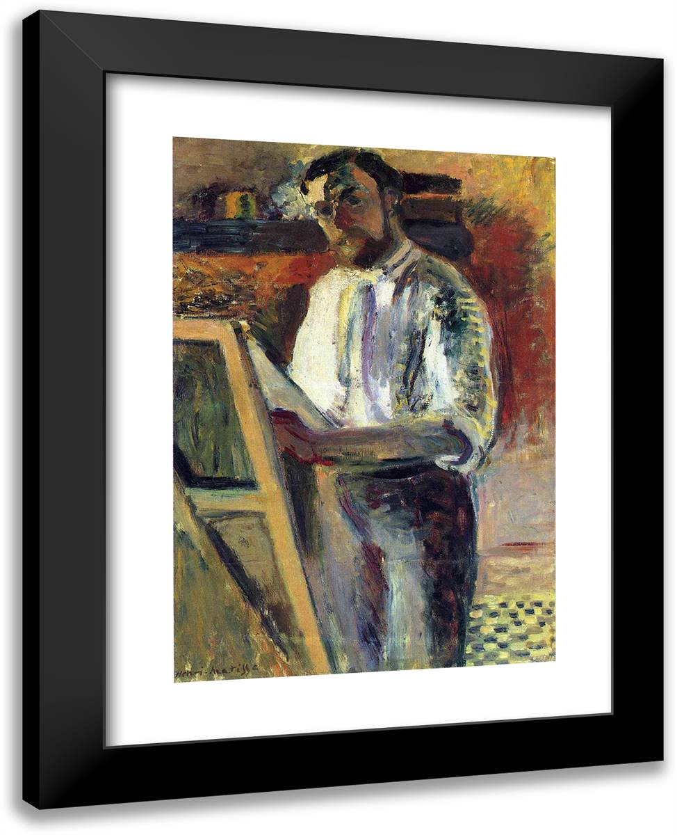 Self-Portrait in Shirtsleeves 19x24 Black Modern Wood Framed Art Print Poster by Matisse, Henri