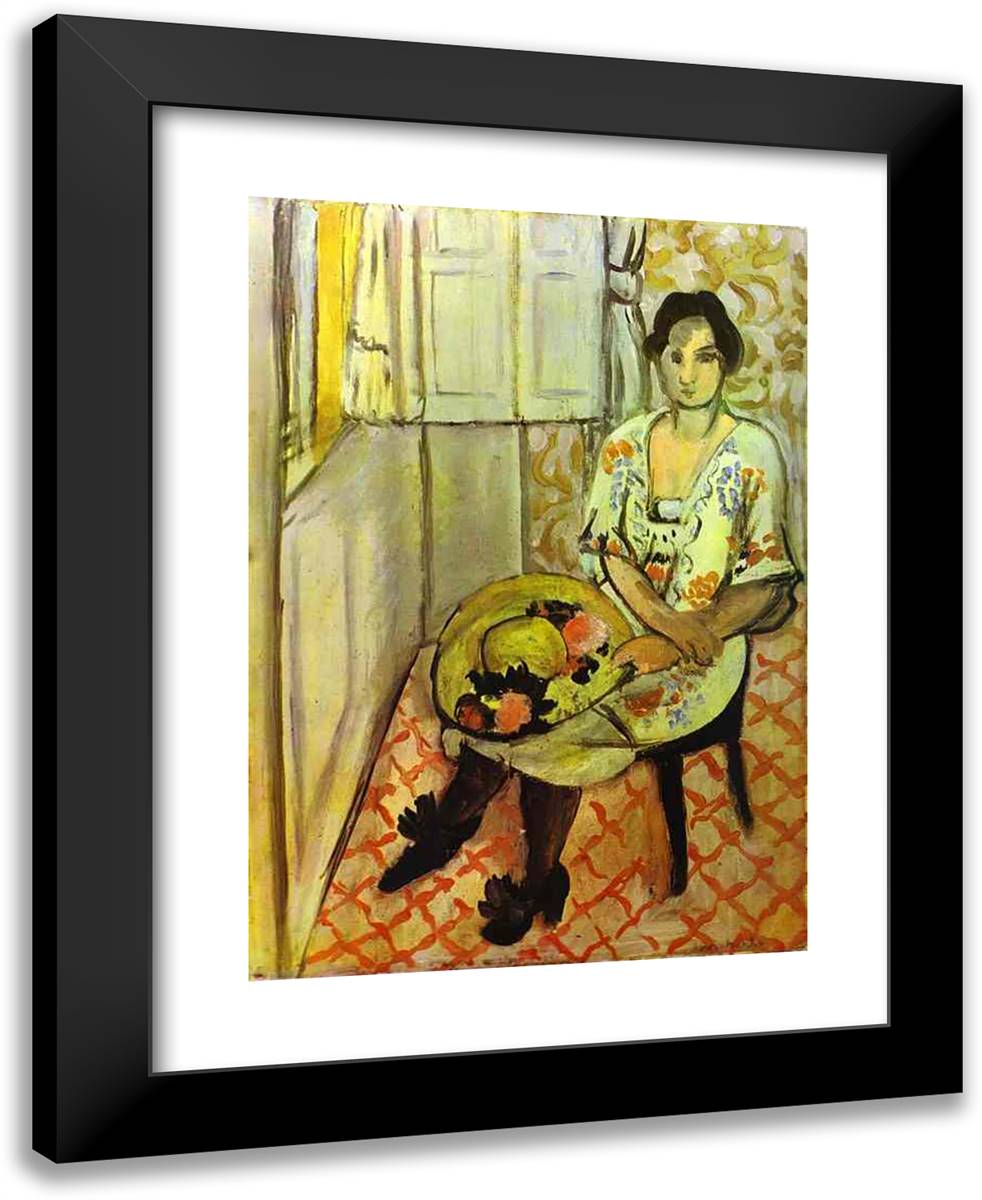 Sitting Woman 19x24 Black Modern Wood Framed Art Print Poster by Matisse, Henri