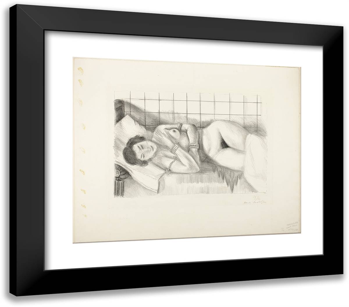 Sleeping Nude, Her Knees Covered by a Shawl 23x20 Black Modern Wood Framed Art Print Poster by Matisse, Henri