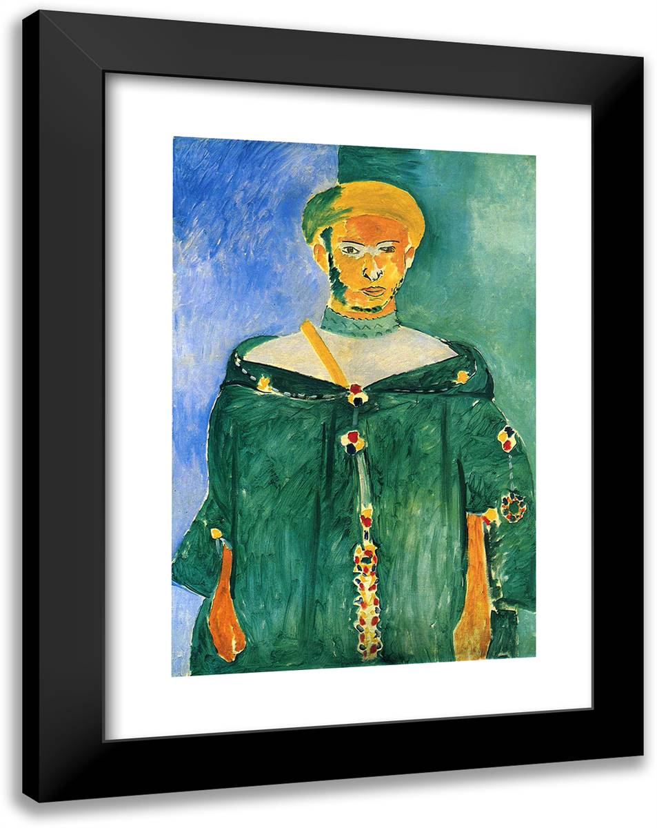 Standing Moroccan in Green (Standing Riffian) 18x24 Black Modern Wood Framed Art Print Poster by Matisse, Henri