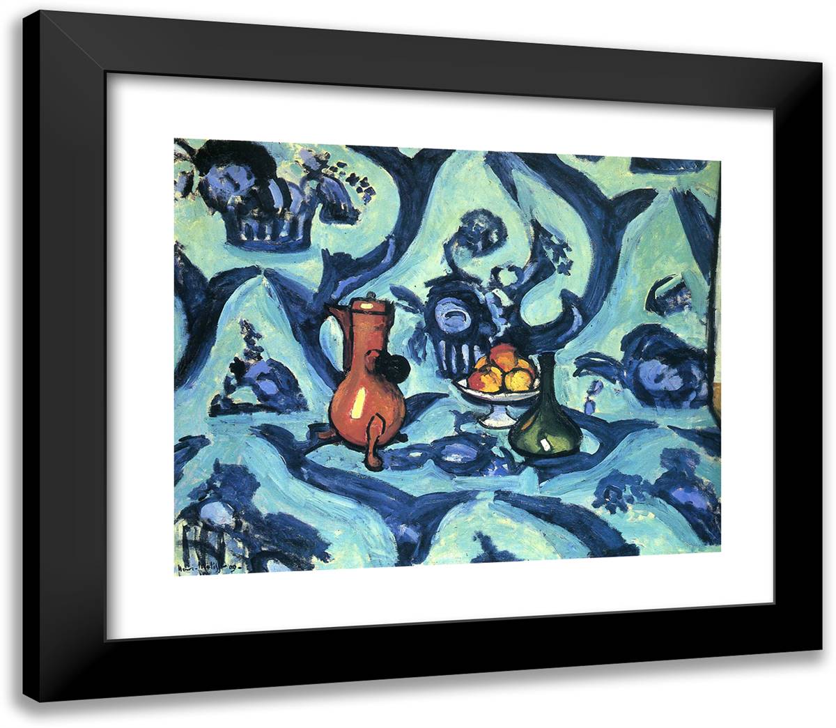 Still Life with Blue Tablecloth 23x20 Black Modern Wood Framed Art Print Poster by Matisse, Henri