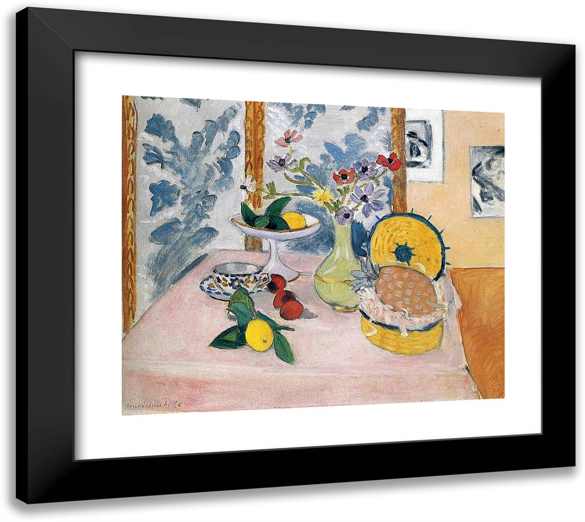 Still Life with Pineapples 22x20 Black Modern Wood Framed Art Print Poster by Matisse, Henri