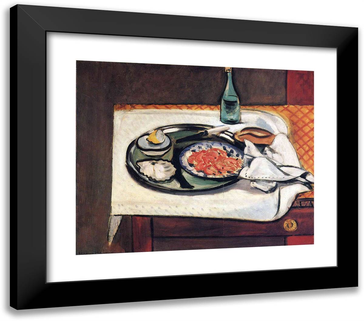 Still Life with Shellfish 23x20 Black Modern Wood Framed Art Print Poster by Matisse, Henri