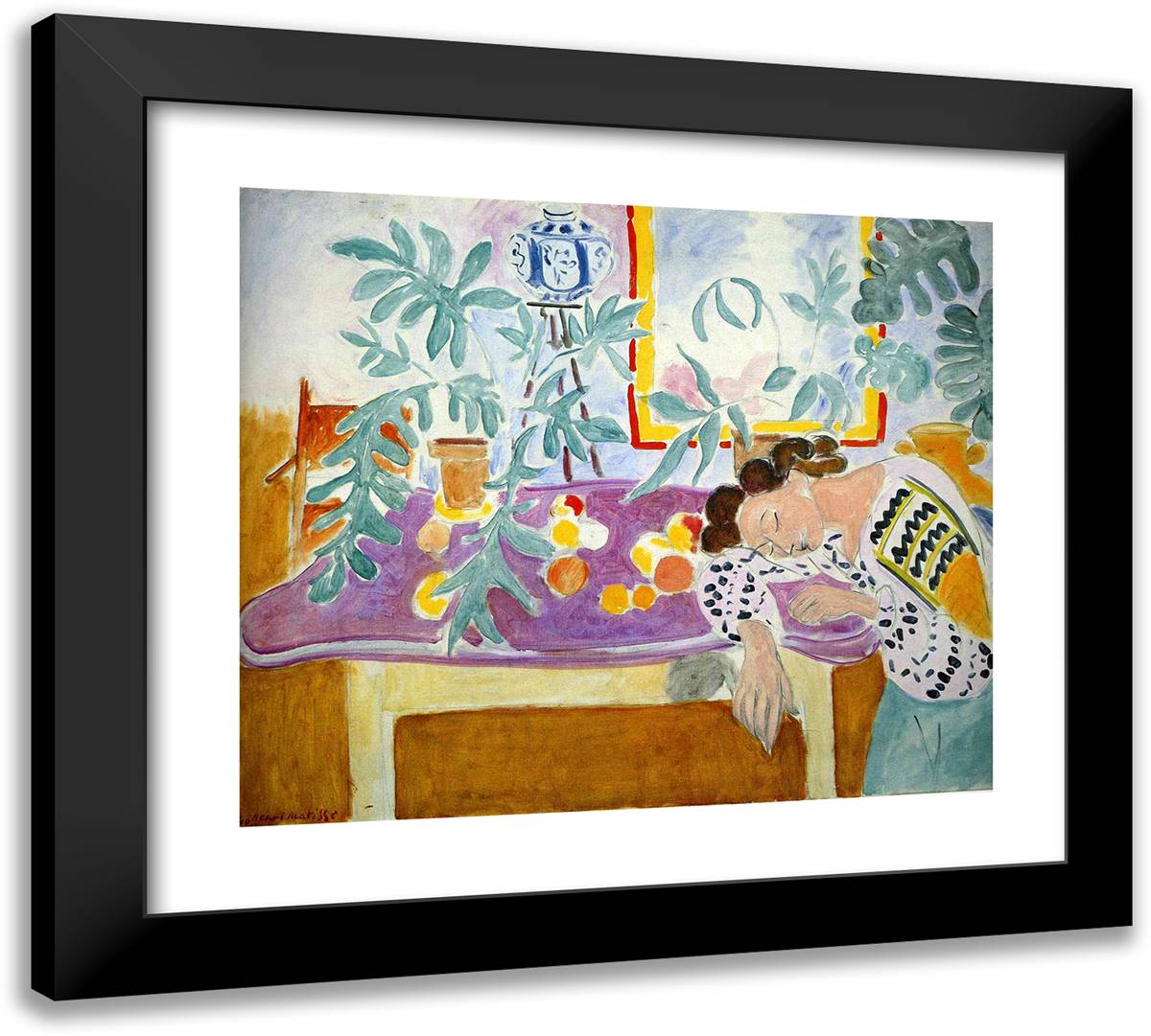 Still Life with Sleeper 22x20 Black Modern Wood Framed Art Print Poster by Matisse, Henri