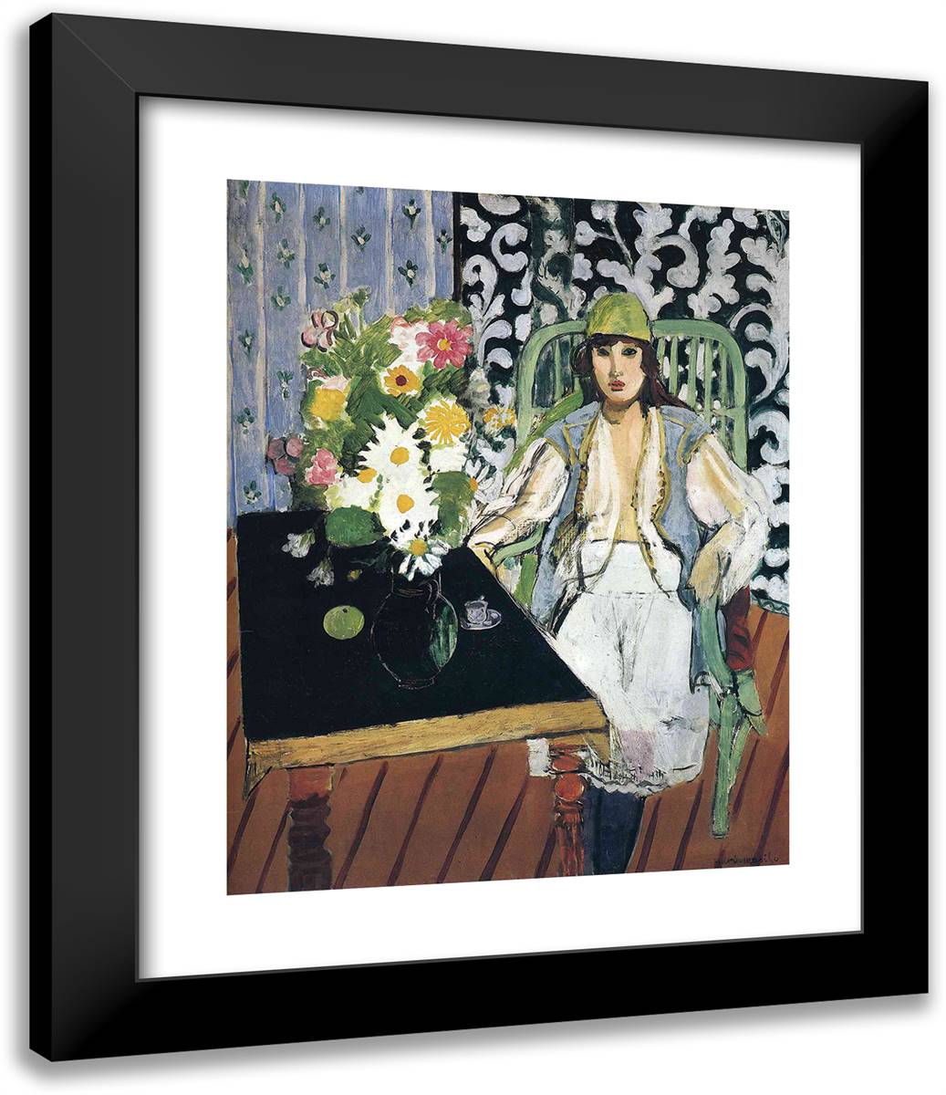 The Black Table 20x24 Black Modern Wood Framed Art Print Poster by Matisse, Henri