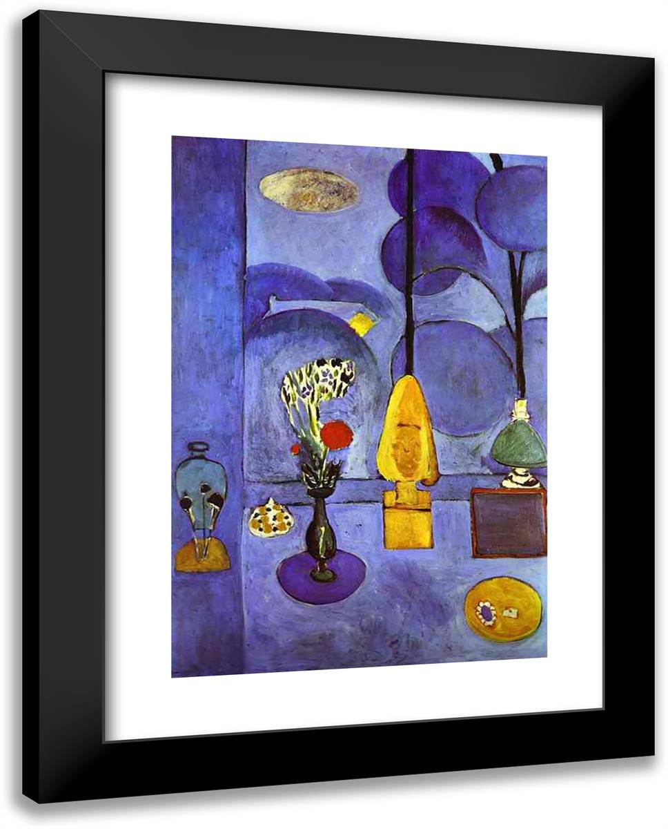 The Blue Window 19x24 Black Modern Wood Framed Art Print Poster by Matisse, Henri