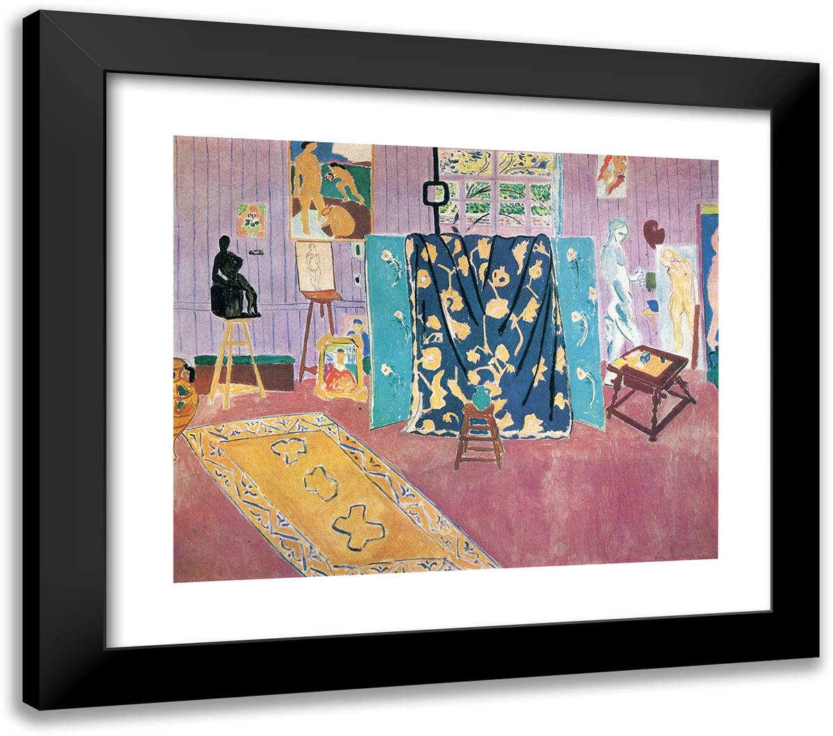 The Pink Studio 23x20 Black Modern Wood Framed Art Print Poster by Matisse, Henri