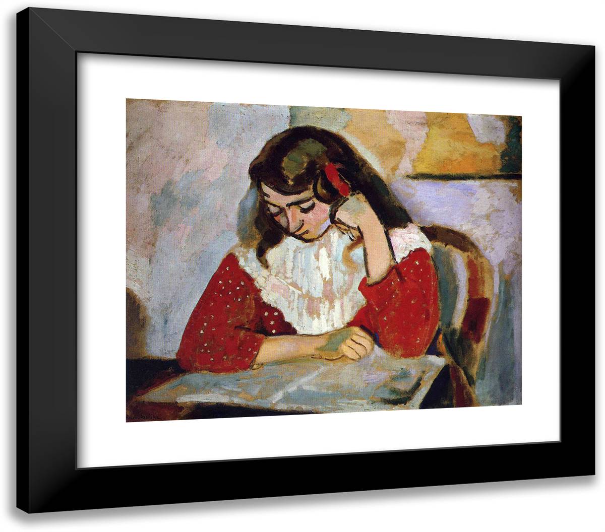 The Reader, Marguerite Matisse 23x20 Black Modern Wood Framed Art Print Poster by Matisse, Henri