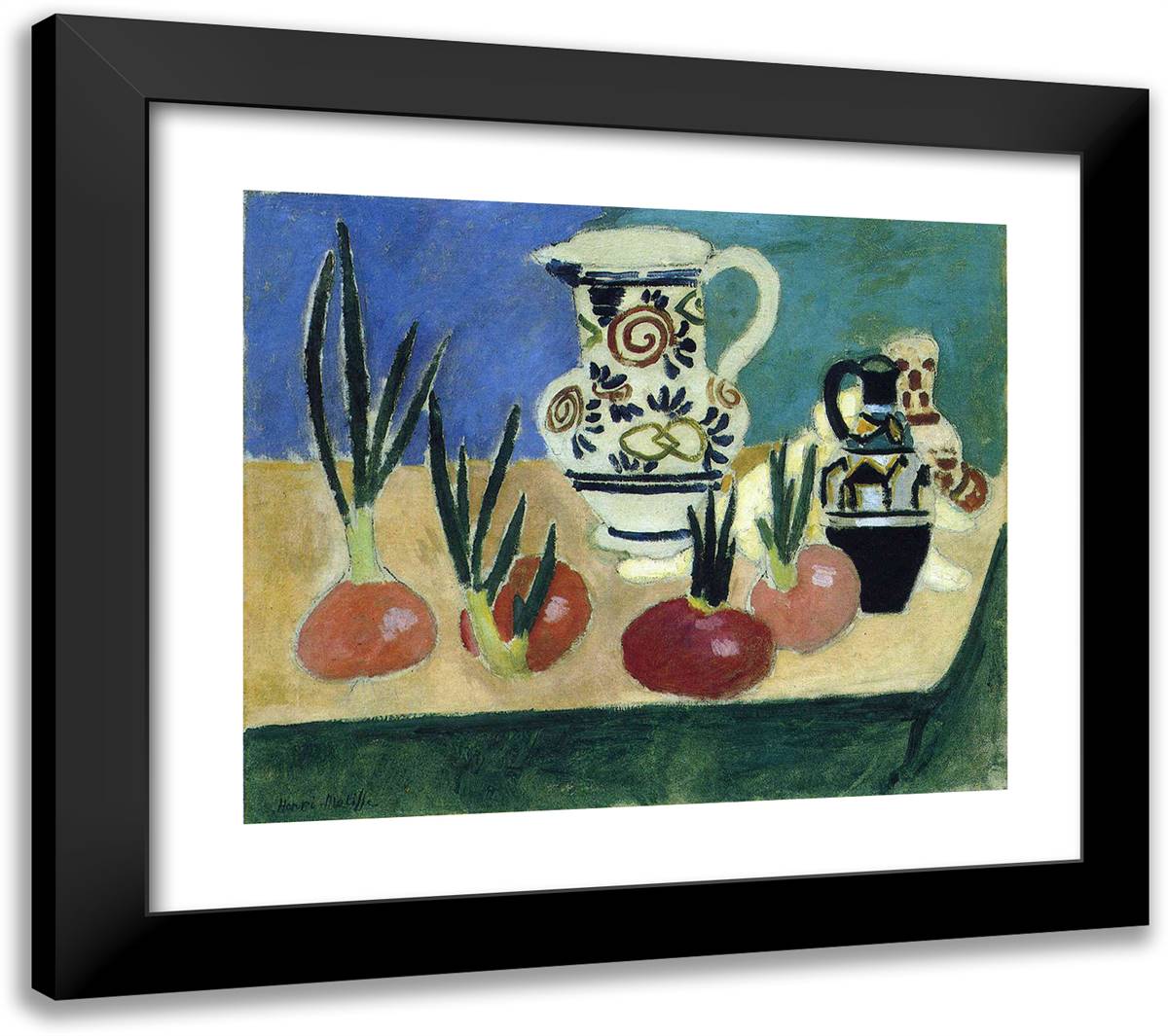 The Red Onions 23x20 Black Modern Wood Framed Art Print Poster by Matisse, Henri