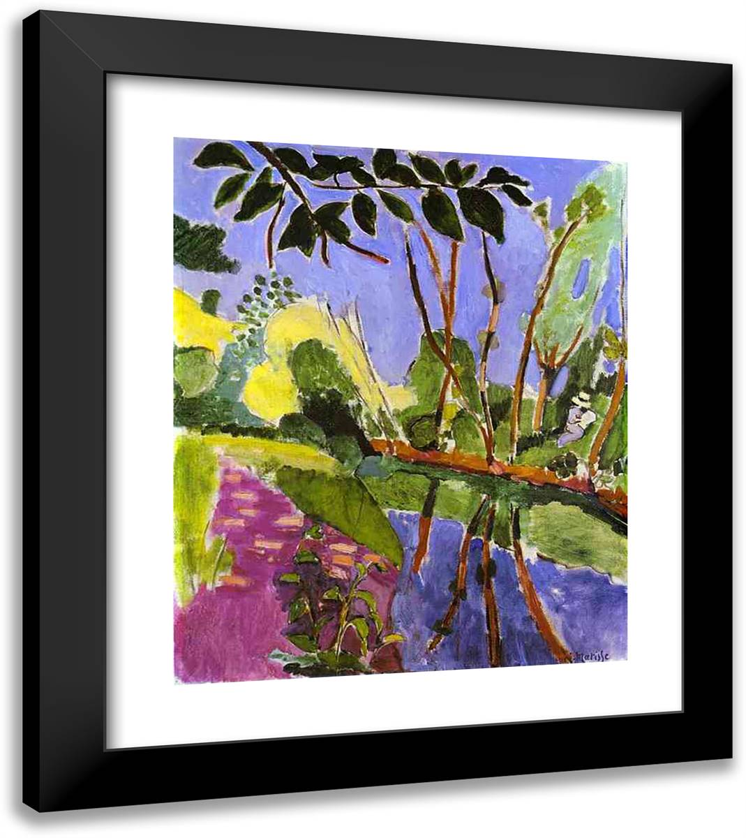 The Riverbank 20x23 Black Modern Wood Framed Art Print Poster by Matisse, Henri