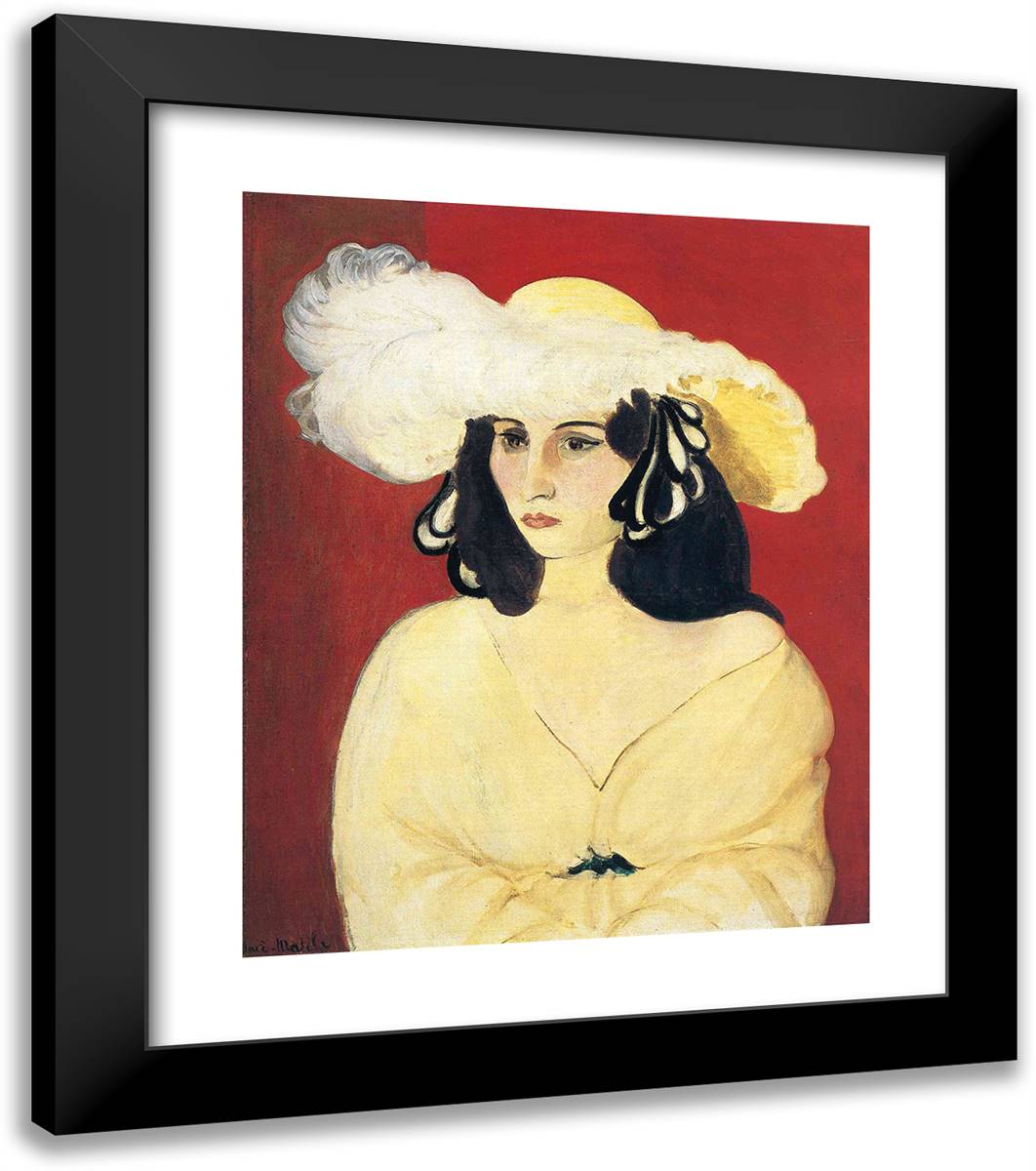 The White Feather 20x23 Black Modern Wood Framed Art Print Poster by Matisse, Henri