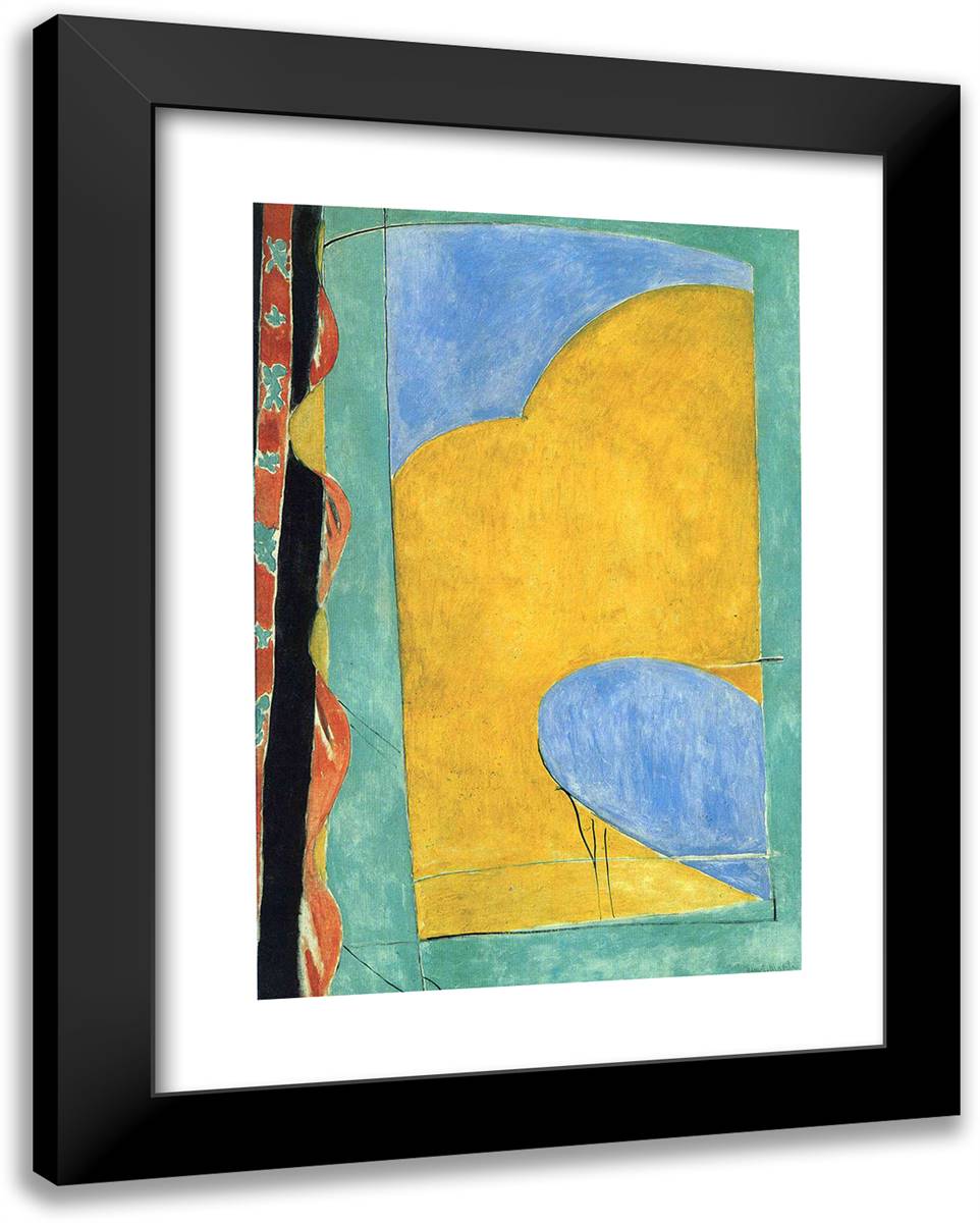 The Yellow Curtain 19x24 Black Modern Wood Framed Art Print Poster by Matisse, Henri