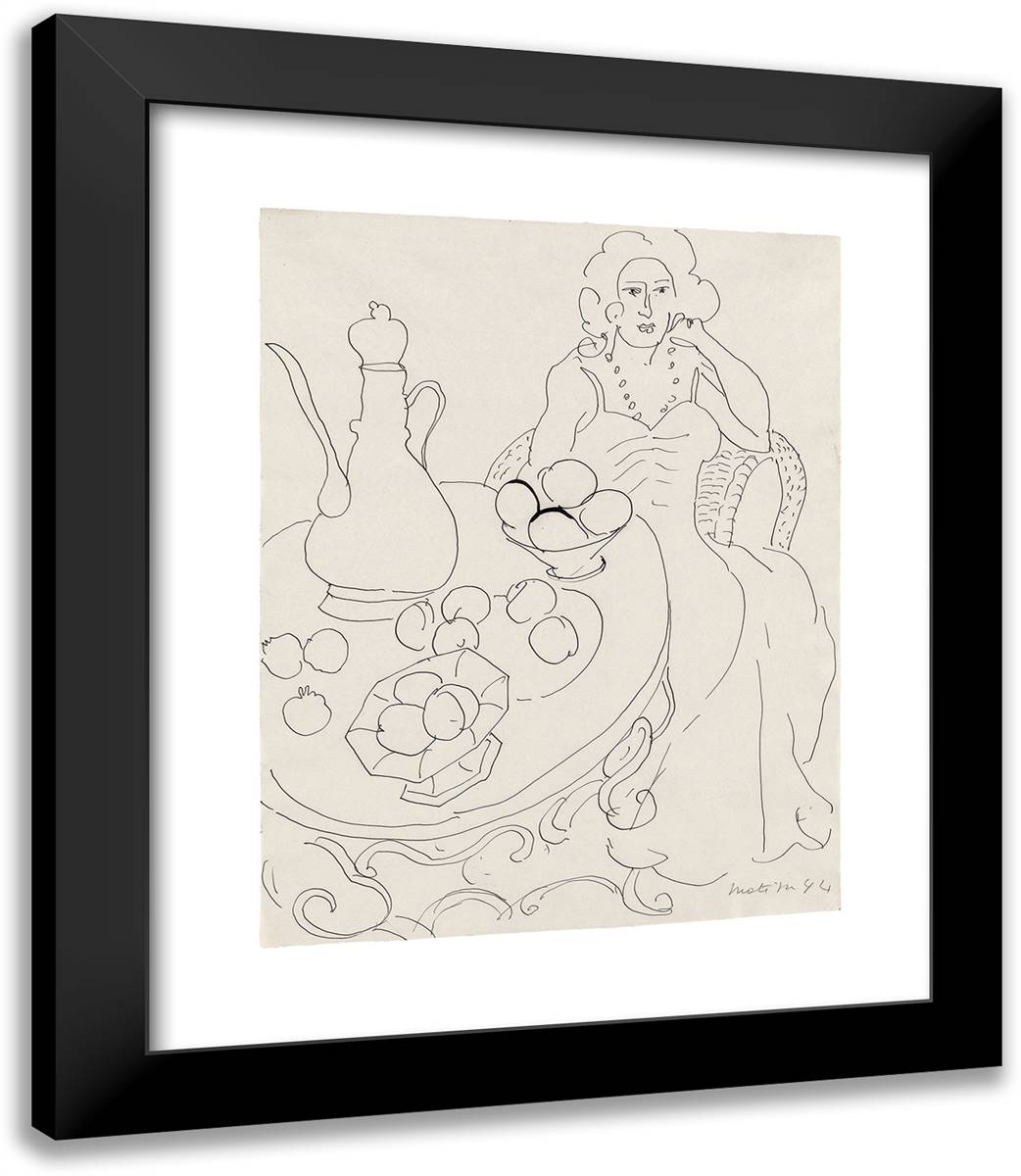 Young Woman Before a Table 20x23 Black Modern Wood Framed Art Print Poster by Matisse, Henri