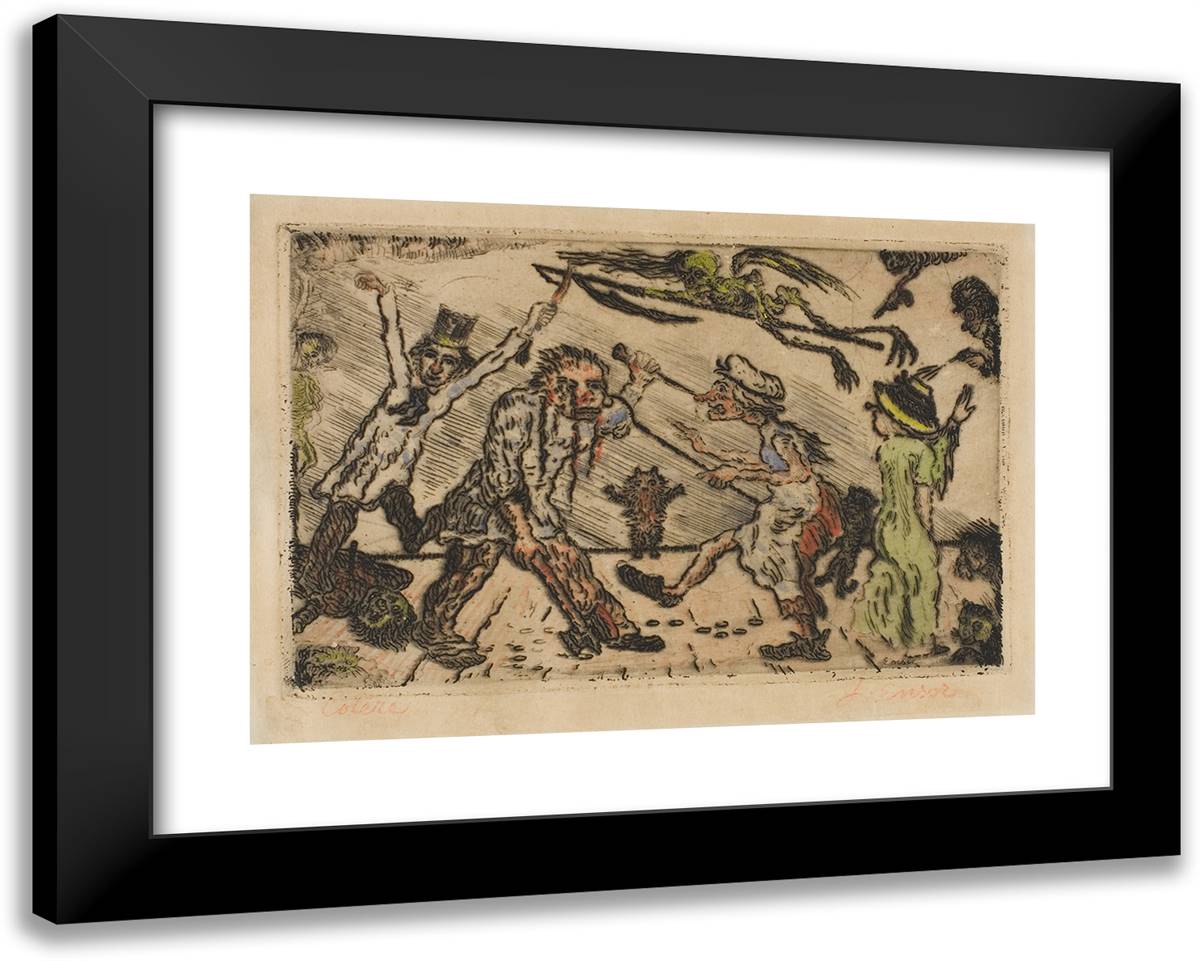 Anger, from the Deadly Sins 24x19 Black Modern Wood Framed Art Print Poster by Ensor, James