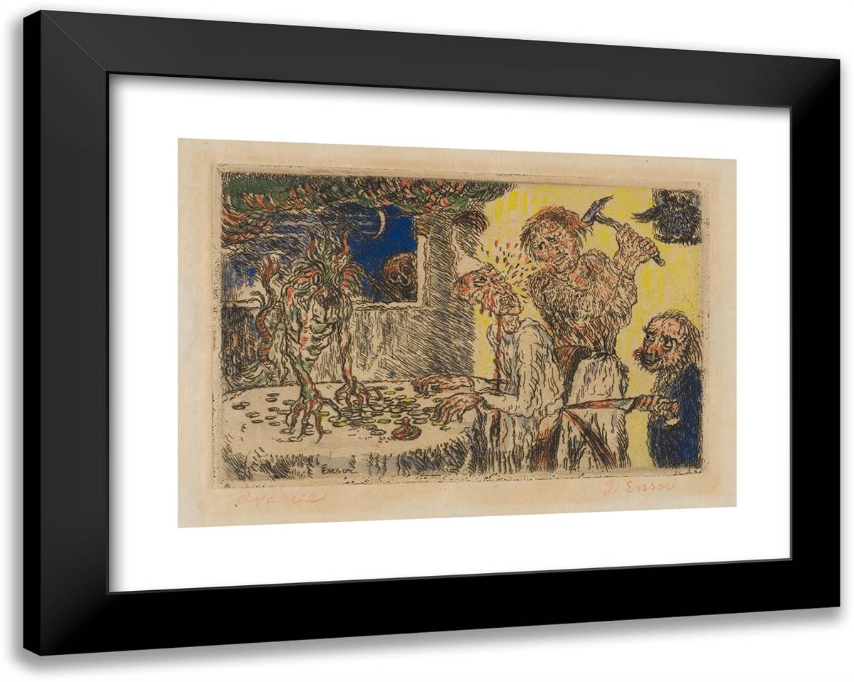 Avarice, from the Deadly Sins 24x19 Black Modern Wood Framed Art Print Poster by Ensor, James