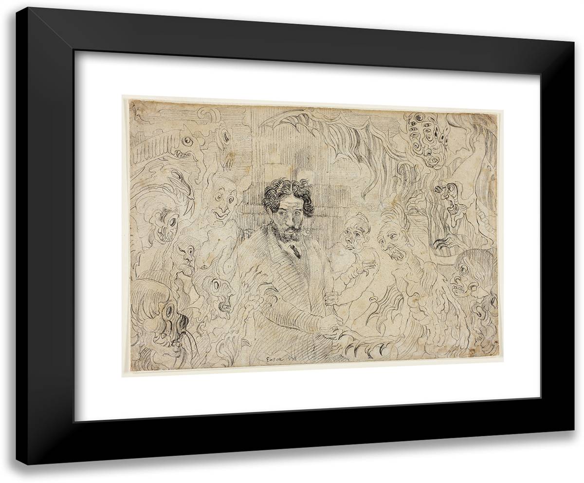 Demons Tormenting Me 24x20 Black Modern Wood Framed Art Print Poster by Ensor, James