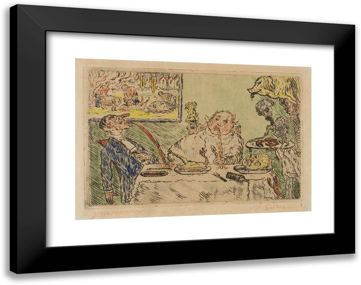 Gluttony, from the Deadly Sins 24x19 Black Modern Wood Framed Art Print Poster by Ensor, James