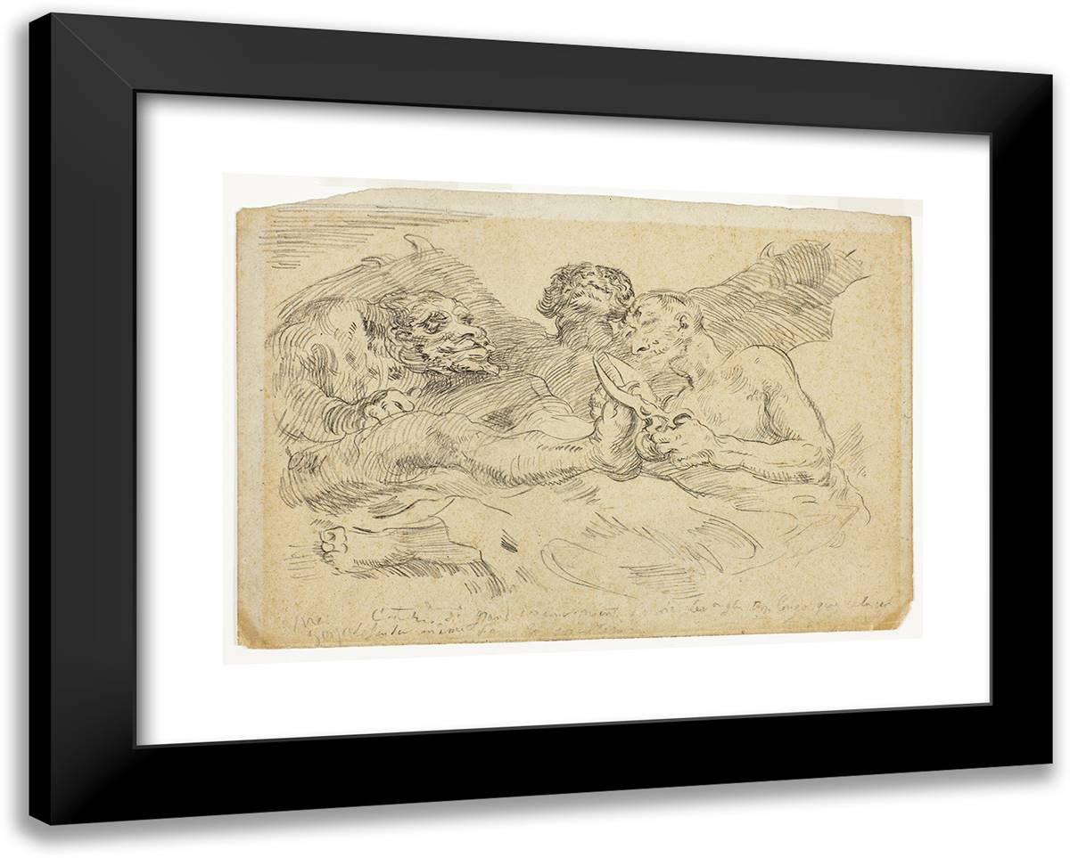 Los Caprichos Se Repulen 24x19 Black Modern Wood Framed Art Print Poster by Ensor, James