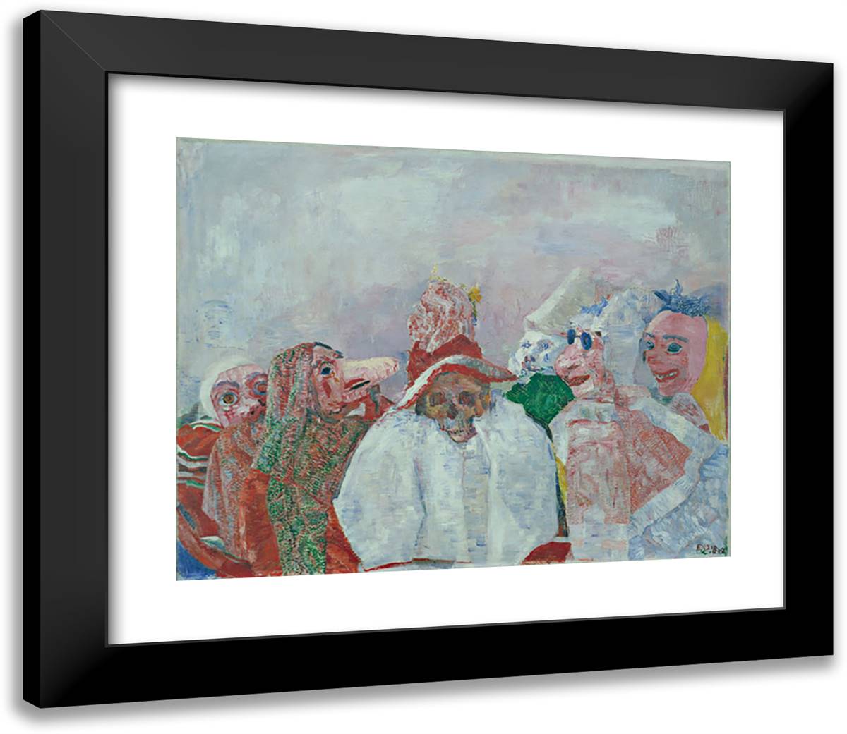 Masks Mocking Death 23x20 Black Modern Wood Framed Art Print Poster by Ensor, James