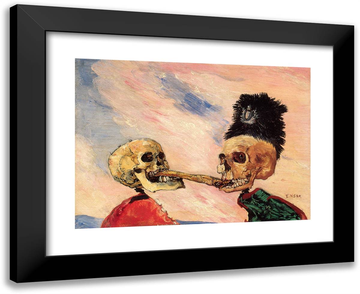 Skeletons Fighting Over a Pickled Herring 24x20 Black Modern Wood Framed Art Print Poster by Ensor, James