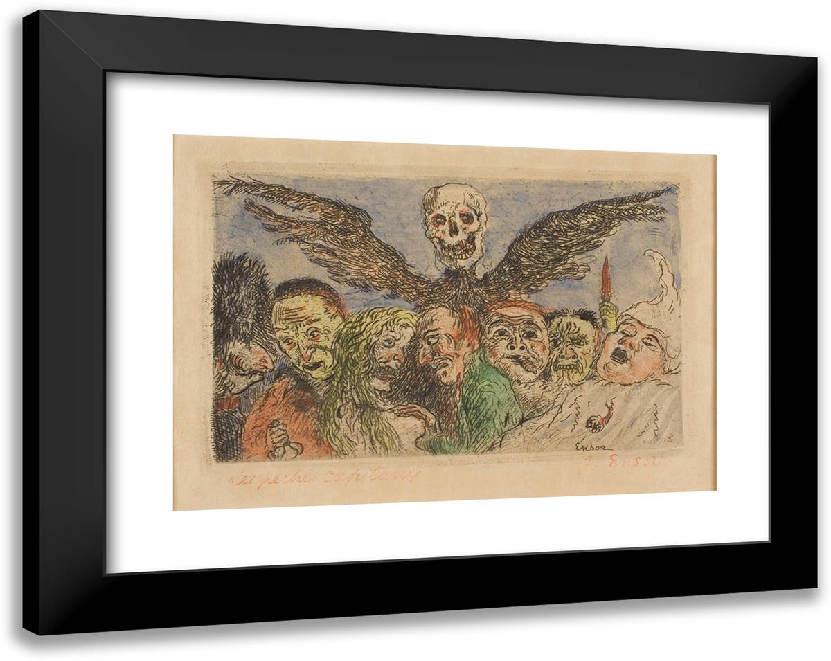 The Deadly Sins Dominated by Death, from the Deadly Sins 24x19 Black Modern Wood Framed Art Print Poster by Ensor, James