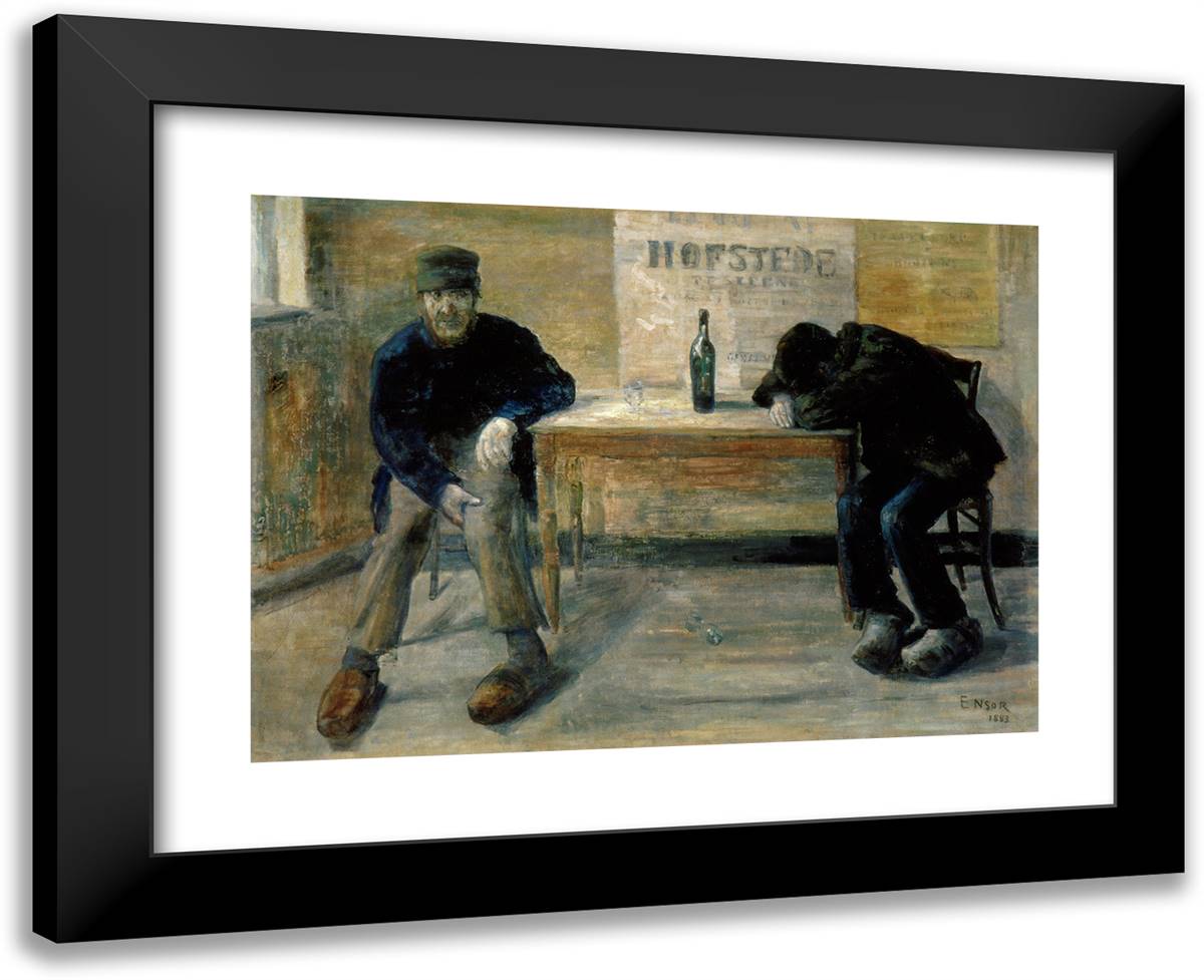 The Drunkards 24x20 Black Modern Wood Framed Art Print Poster by Ensor, James