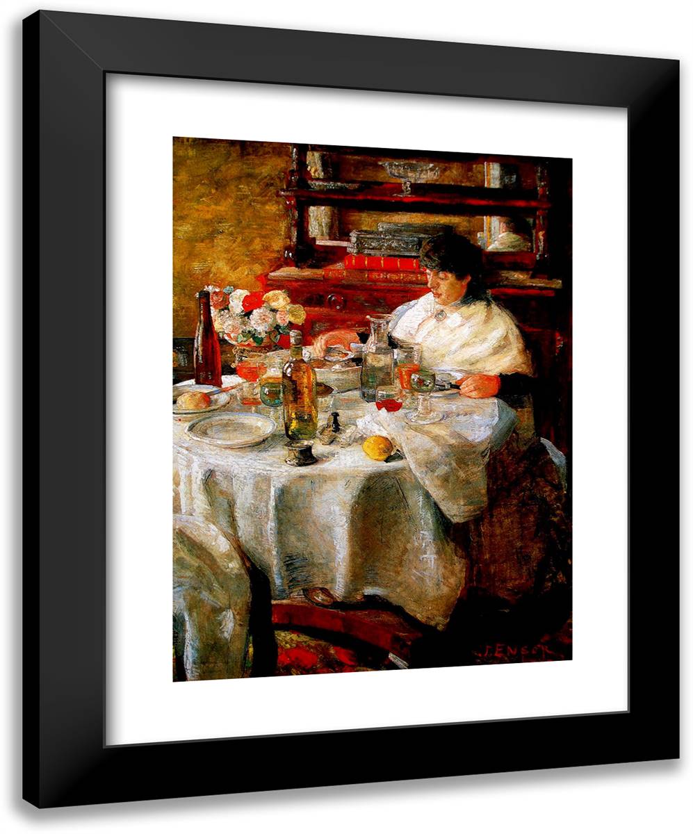 The Oyster Eater 19x24 Black Modern Wood Framed Art Print Poster by Ensor, James