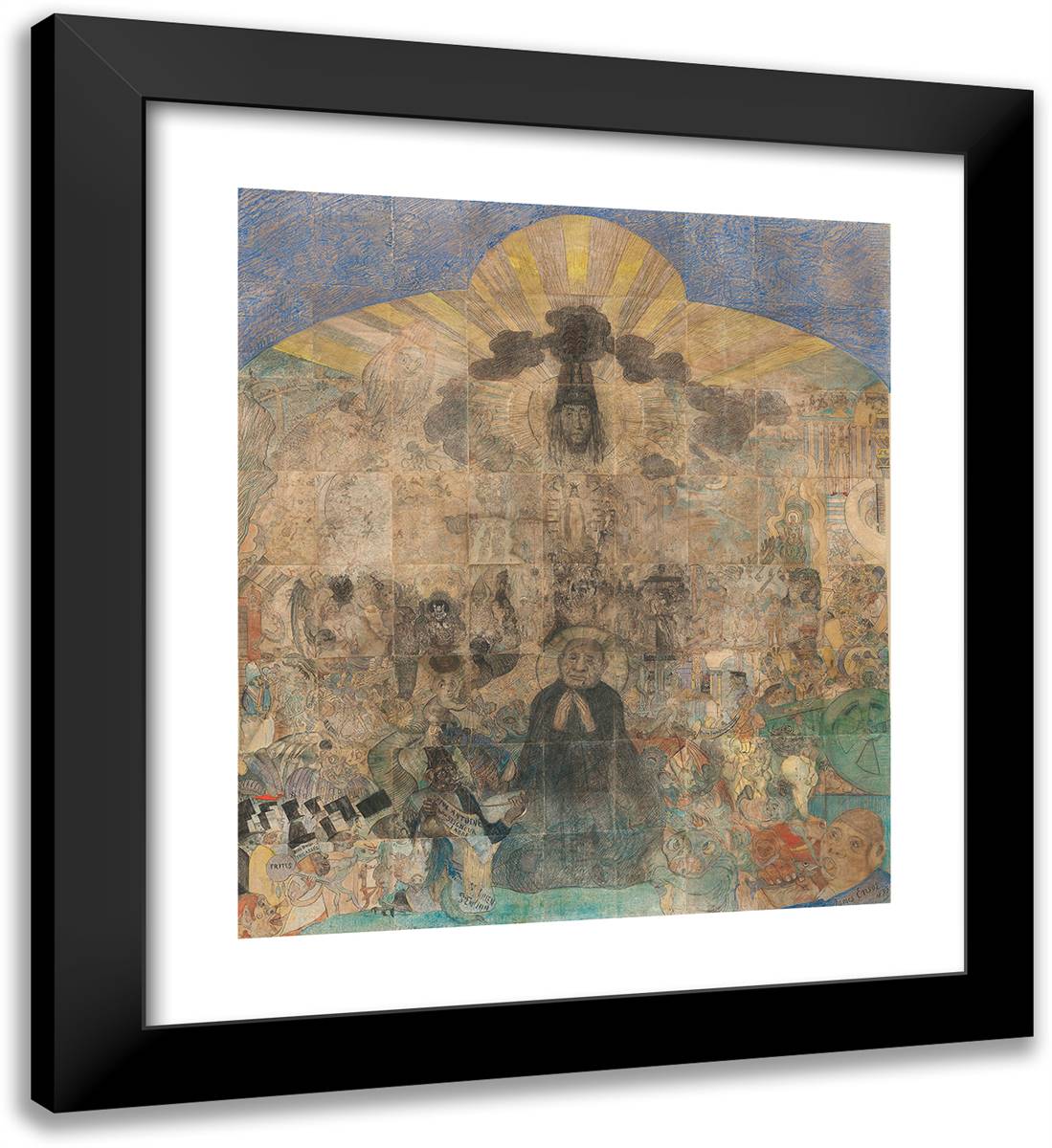 The Temptation of Saint Anthony 20x22 Black Modern Wood Framed Art Print Poster by Ensor, James