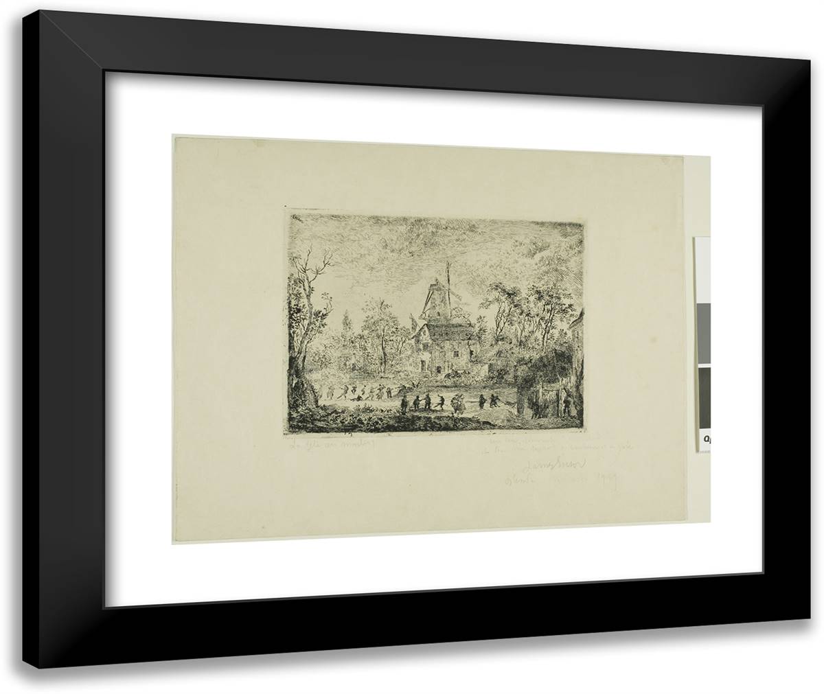 Village Fair at the Windmill 24x20 Black Modern Wood Framed Art Print Poster by Ensor, James