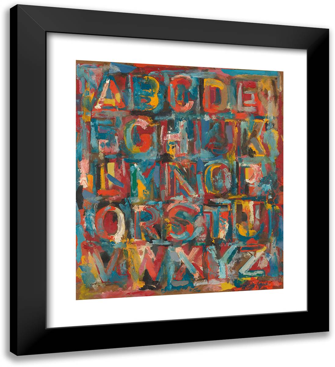 Alphabet 20x22 Black Modern Wood Framed Art Print Poster by Ensor, James
