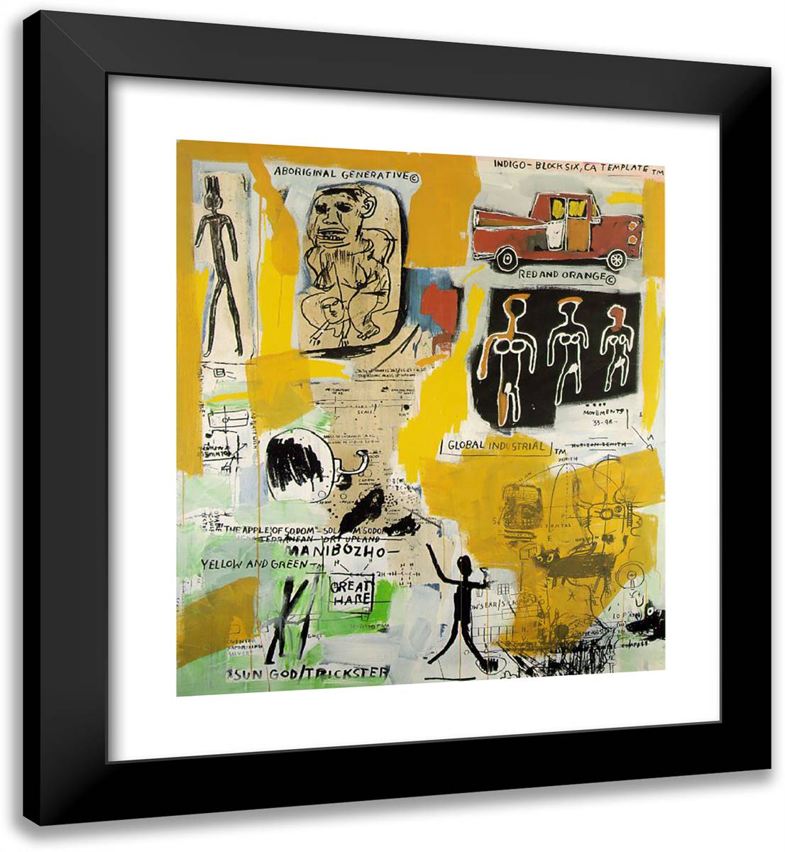 Aboriginal 20x22 Black Modern Wood Framed Art Print Poster by Basquiat, Jean Michel