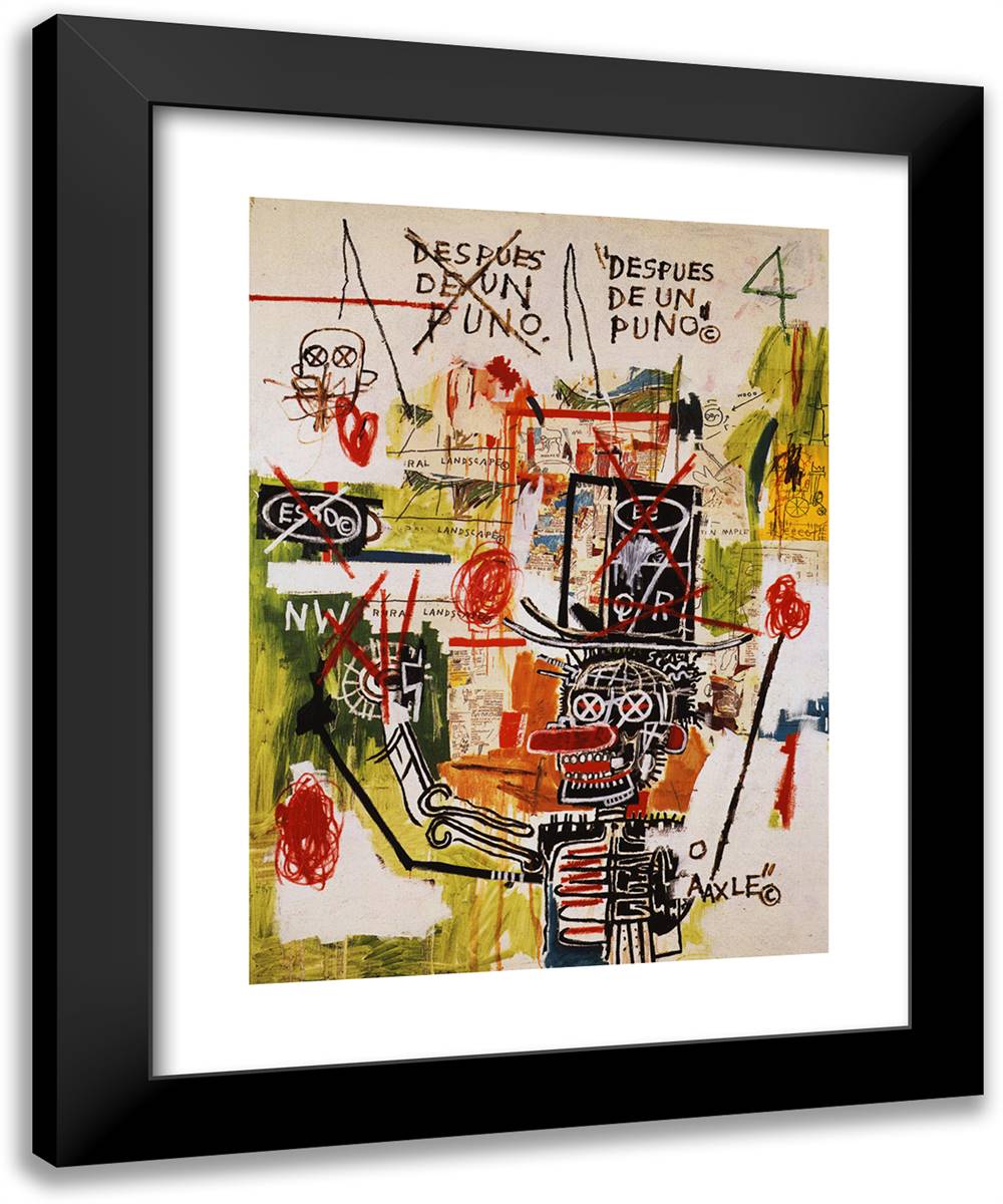 After Puno 19x24 Black Modern Wood Framed Art Print Poster by Basquiat, Jean Michel