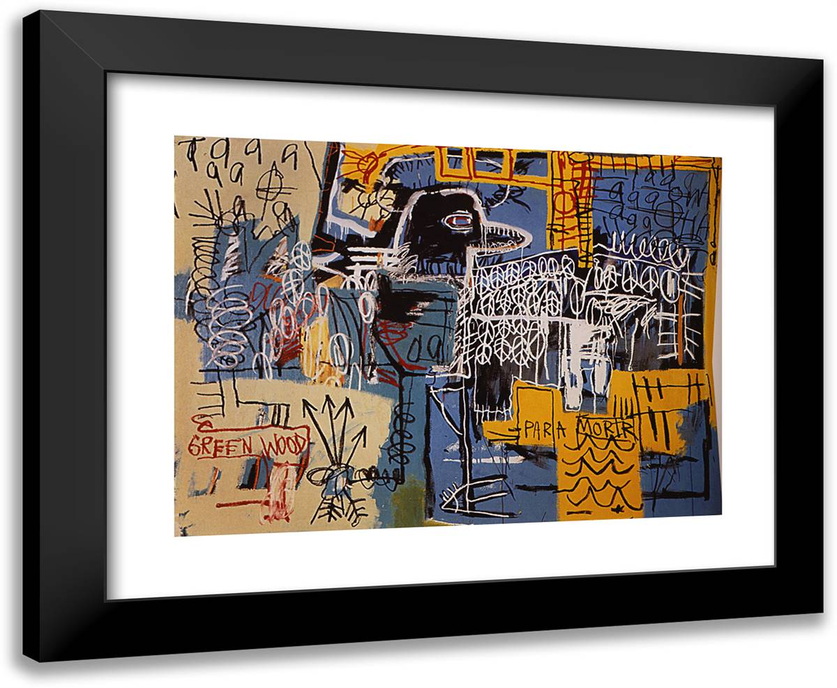 Bird on Money 24x20 Black Modern Wood Framed Art Print Poster by Basquiat, Jean Michel