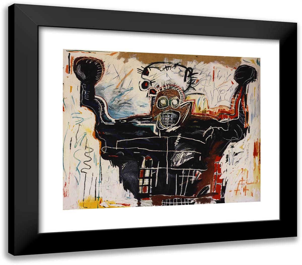 Boxer 23x20 Black Modern Wood Framed Art Print Poster by Basquiat, Jean Michel