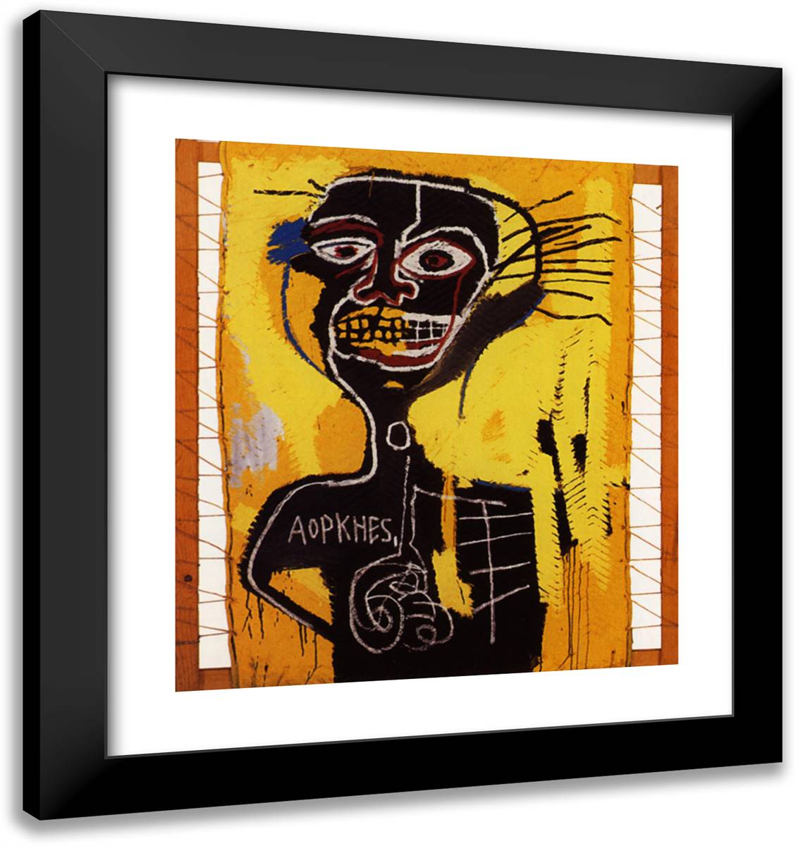 Cabeza 20x21 Black Modern Wood Framed Art Print Poster by Basquiat, Jean Michel