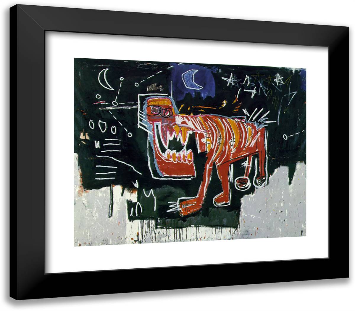 Dog 23x20 Black Modern Wood Framed Art Print Poster by Basquiat, Jean Michel