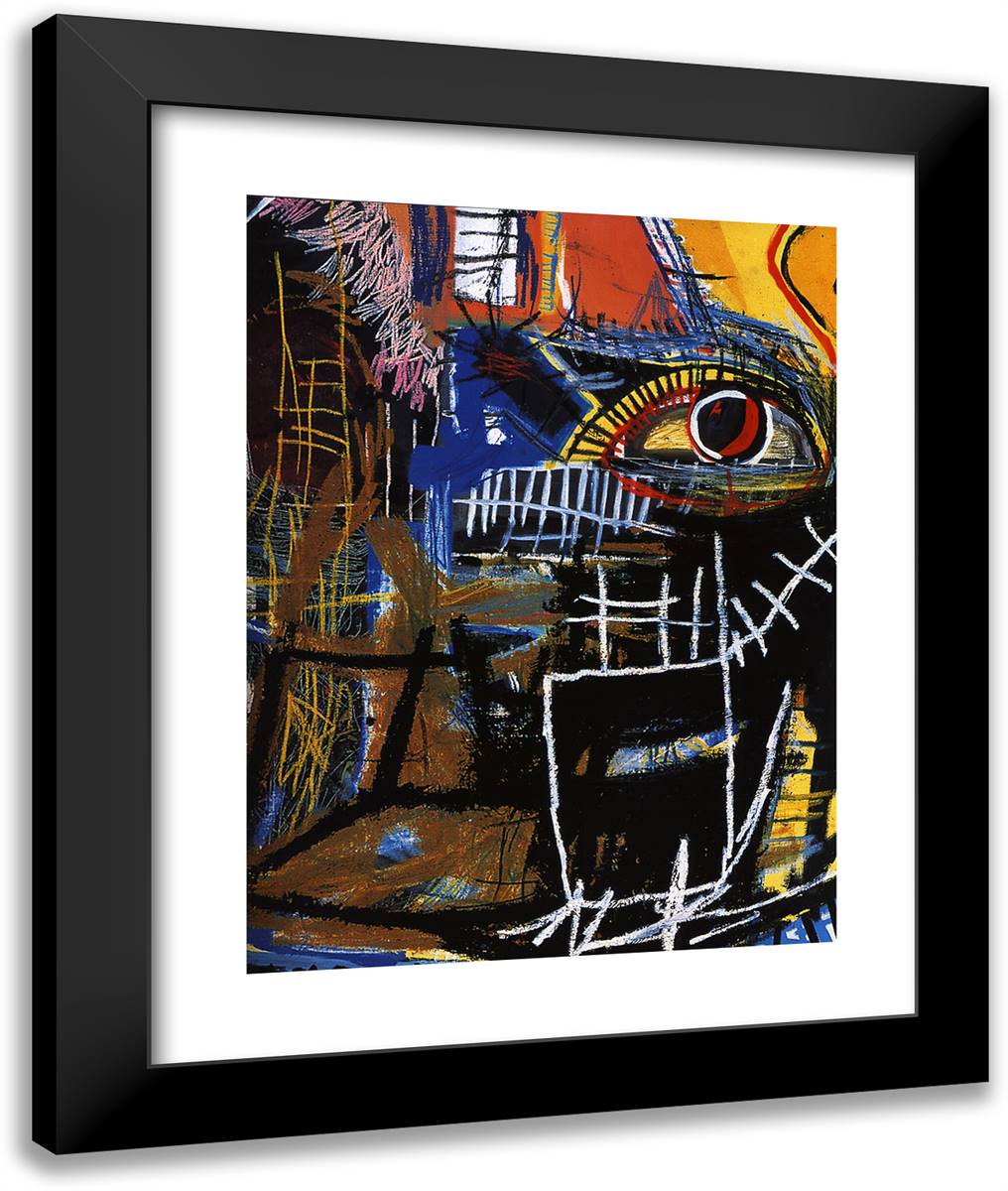 Head 20x24 Black Modern Wood Framed Art Print Poster by Basquiat, Jean Michel
