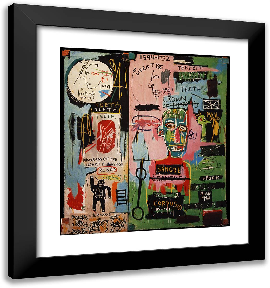 In Italian 20x21 Black Modern Wood Framed Art Print Poster by Basquiat, Jean Michel