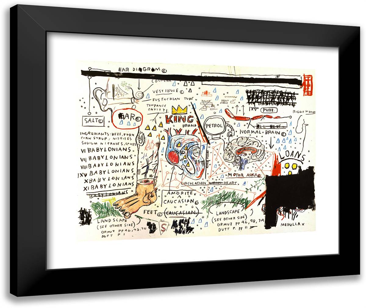 King Brand 24x20 Black Modern Wood Framed Art Print Poster by Basquiat, Jean Michel