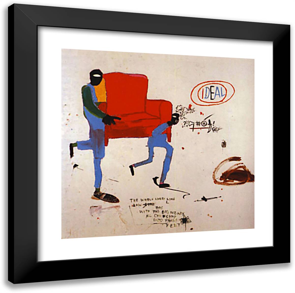 Light Blue Movers 20x20 Black Modern Wood Framed Art Print Poster by Basquiat, Jean Michel