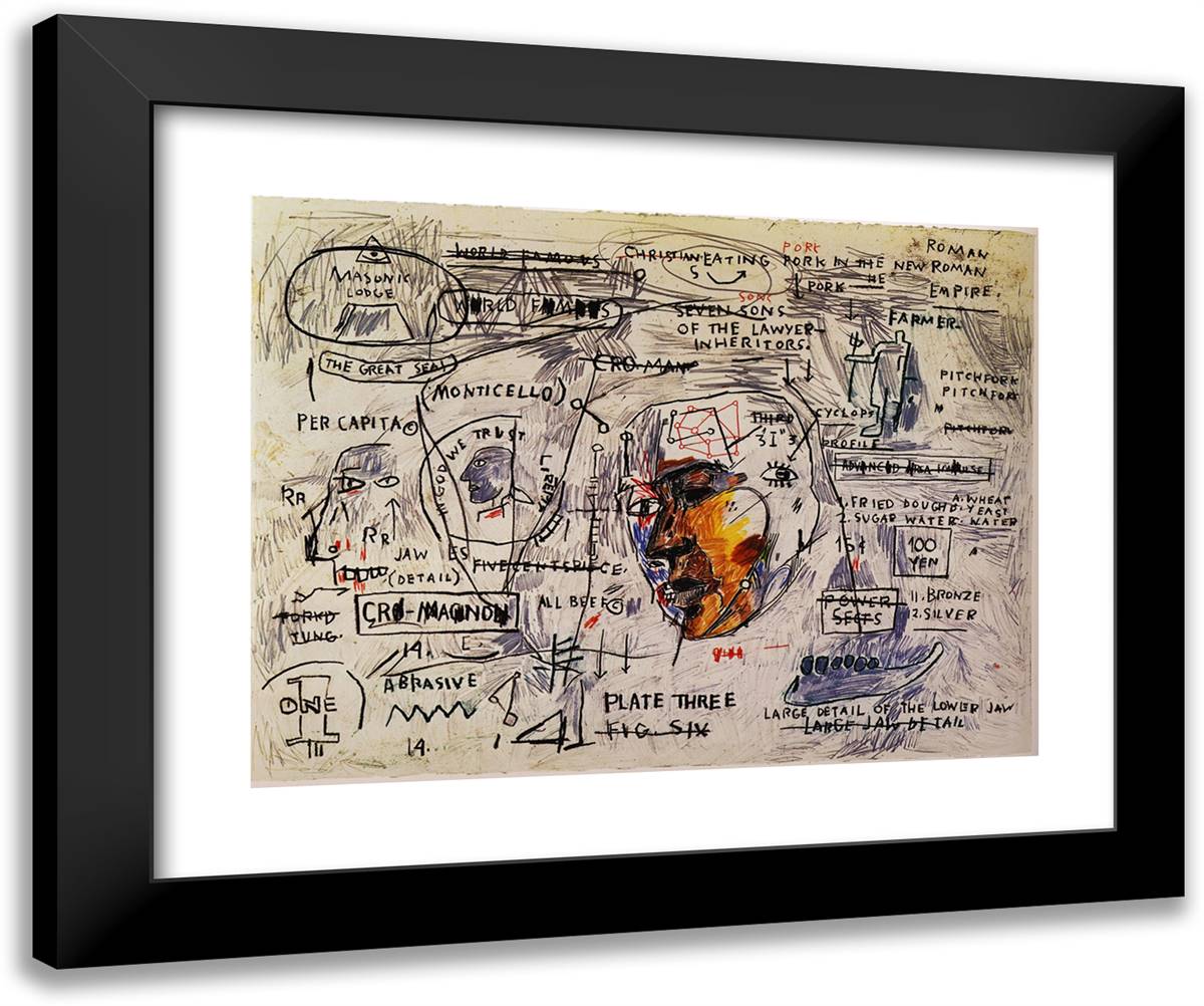 Monticello 24x20 Black Modern Wood Framed Art Print Poster by Basquiat, Jean Michel